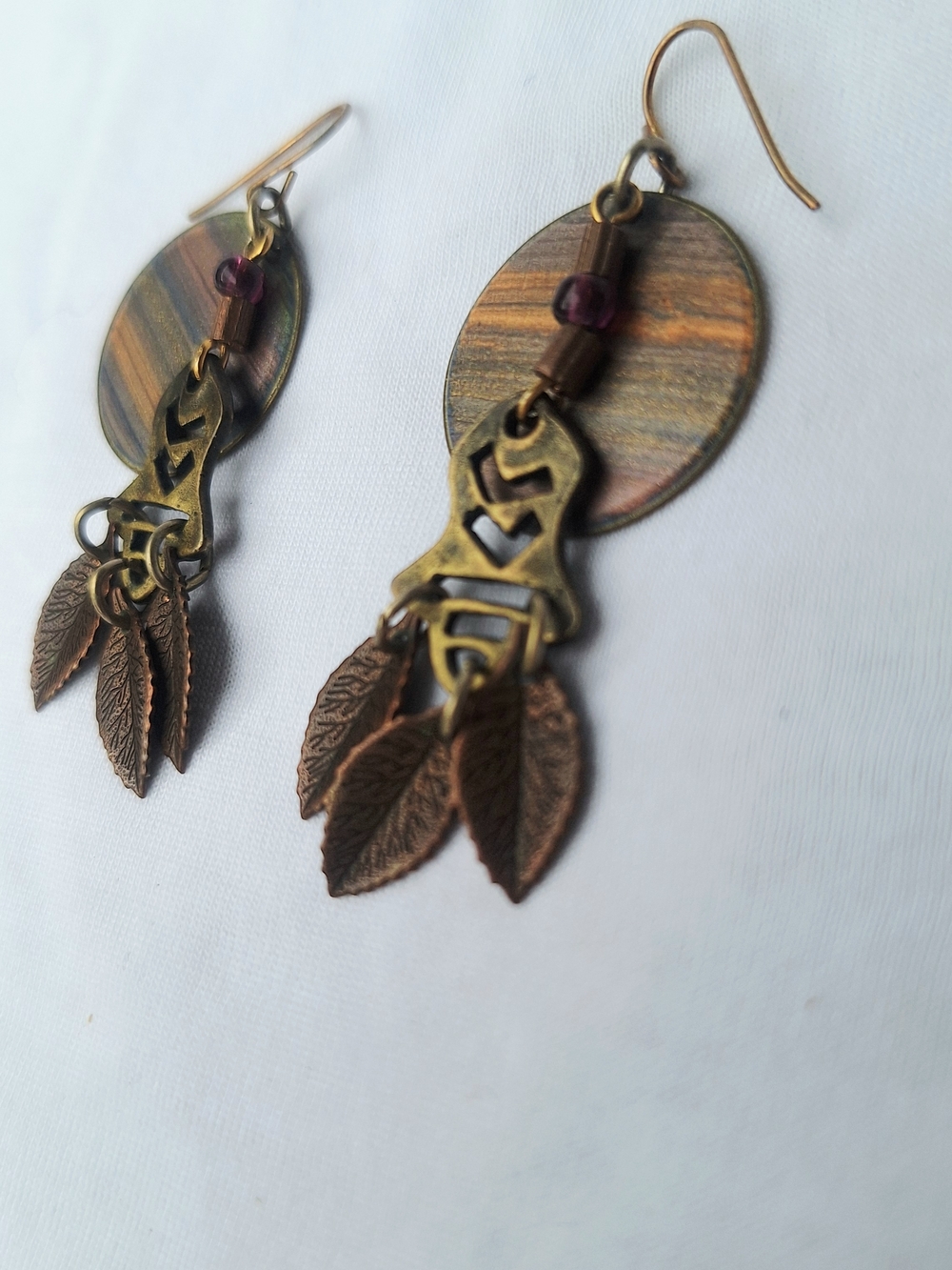 Leaves and Bead Drop Earrings from the brand Silver Forest